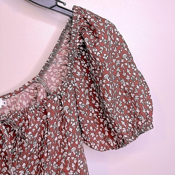 NWT Anthropologie LACAUSA Playa Mini Dress in Cocoa Mushroom Print Size Medium - Picture 12 of 15